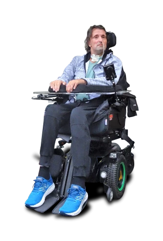 Picture of Lambert in his wheelchair